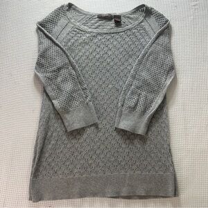 Women’s Heather Open Knit Half Sleeve Sweater Top Gray Size L